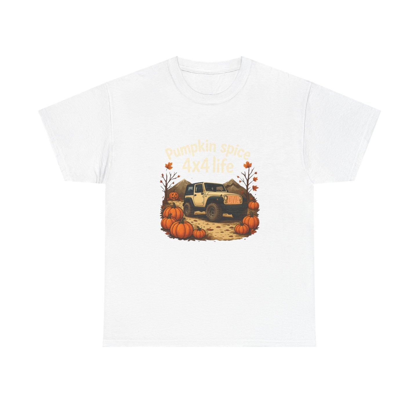 Pumpkin Spice 4x4 Life Unisex Heavy Cotton Tee - Cozy Autumn Shirt, Perfect Gift for Fall, Off-Road Enthusiasts, Thanksgiving, Pumpkin Patch