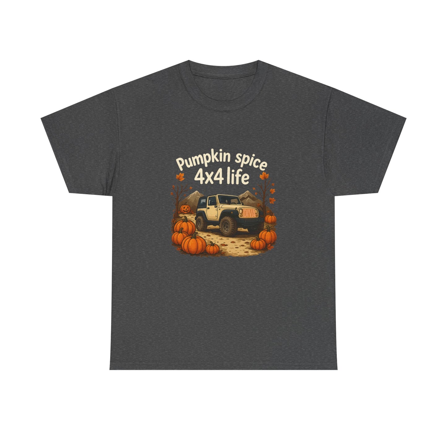 Pumpkin Spice 4x4 Life Unisex Heavy Cotton Tee - Cozy Autumn Shirt, Perfect Gift for Fall, Off-Road Enthusiasts, Thanksgiving, Pumpkin Patch