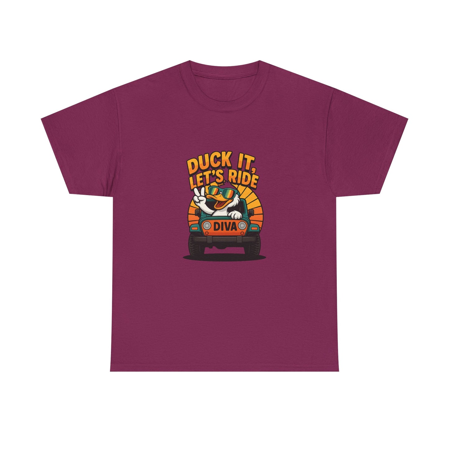 Duck It Let's Ride Unisex Heavy Cotton Tee, Funny Car T-Shirt, Gift for Pet Lovers, Casual Wear, Road Trip Apparel, Unique Gift