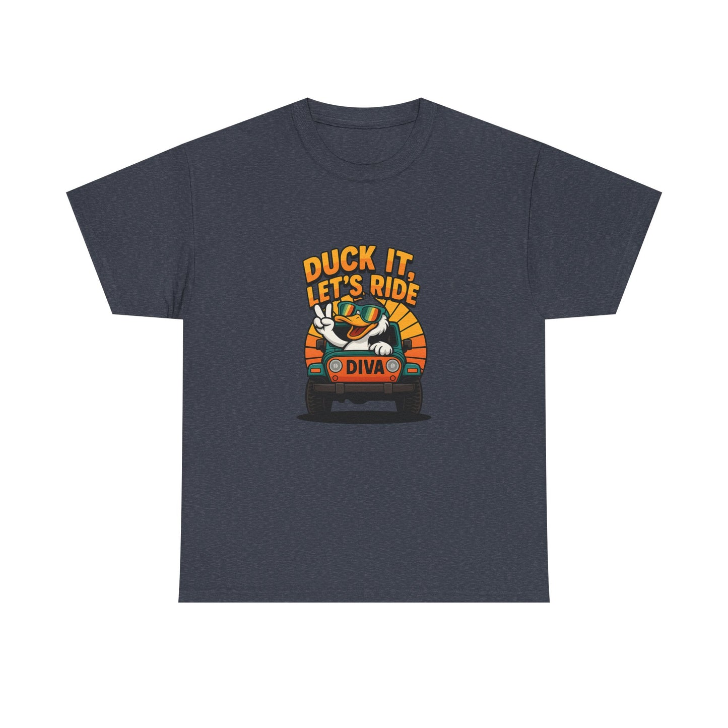 Duck It Let's Ride Unisex Heavy Cotton Tee, Funny Car T-Shirt, Gift for Pet Lovers, Casual Wear, Road Trip Apparel, Unique Gift