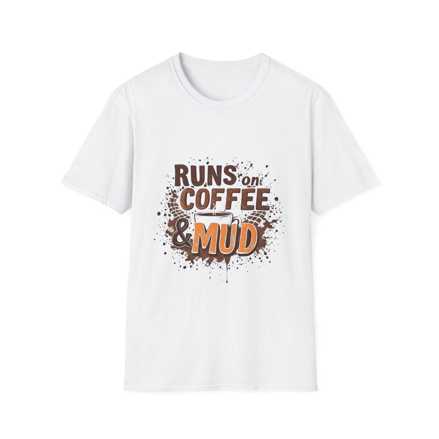 Coffee & Mud Unisex Softstyle T-Shirt, Gift for Coffee Lovers, Funny Tee, Casual Wear, Outdoor Shirt, Perfect for Runners