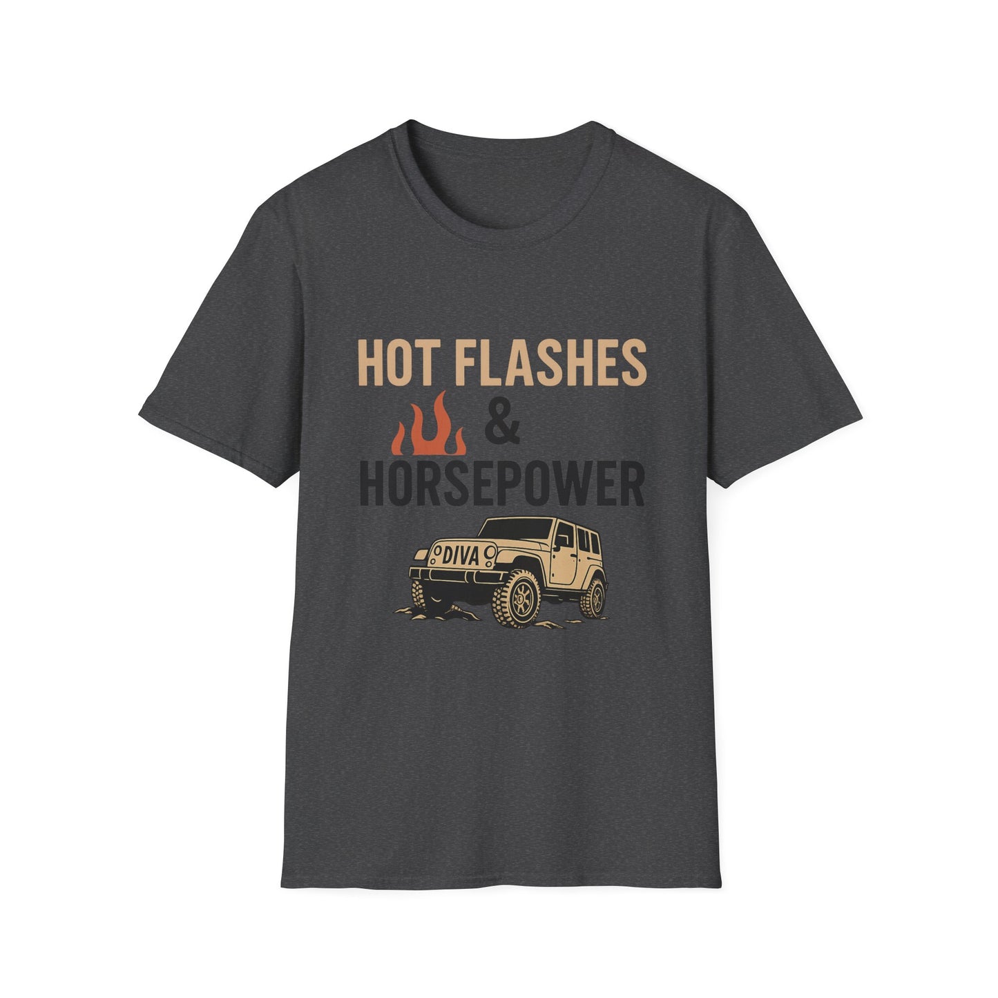 Hot Flashes and Horsepower T-Shirt – Funny Gift for Car Enthusiasts & Midlife Warriors