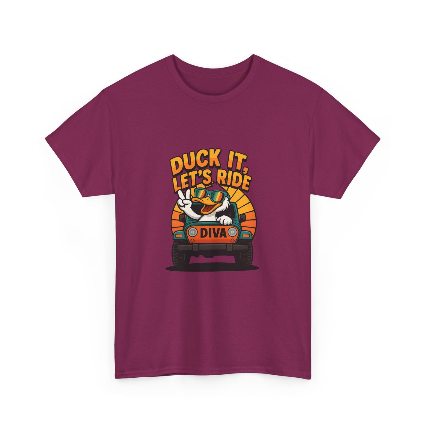 Duck It Let's Ride Unisex Heavy Cotton Tee, Funny Car T-Shirt, Gift for Pet Lovers, Casual Wear, Road Trip Apparel, Unique Gift