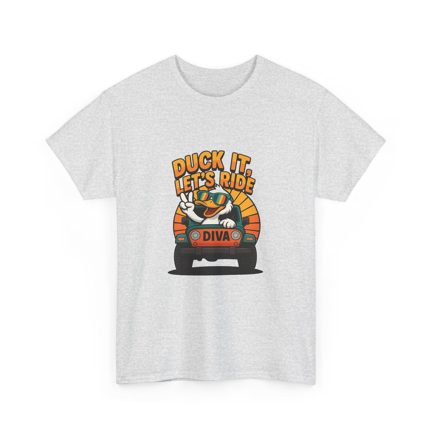 Duck It Let's Ride Unisex Heavy Cotton Tee, Funny Car T-Shirt, Gift for Pet Lovers, Casual Wear, Road Trip Apparel, Unique Gift