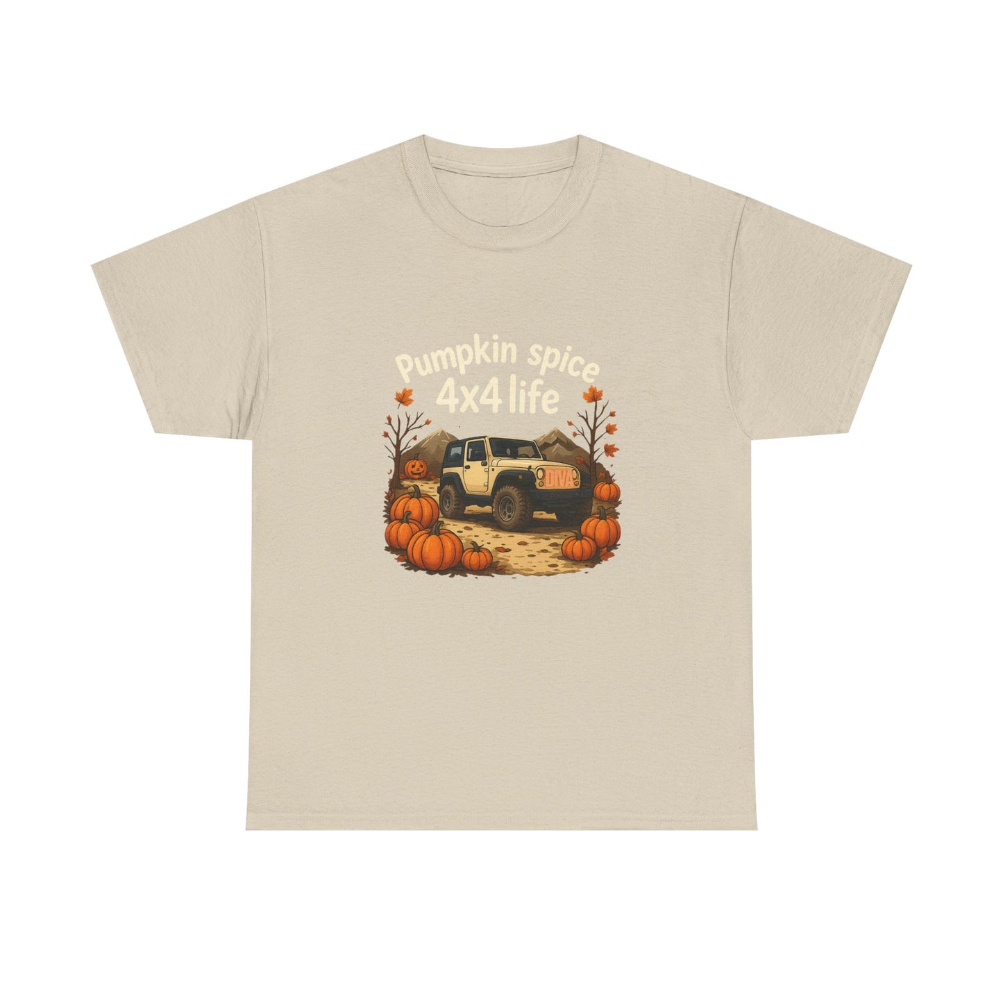 Pumpkin Spice 4x4 Life Unisex Heavy Cotton Tee - Cozy Autumn Shirt, Perfect Gift for Fall, Off-Road Enthusiasts, Thanksgiving, Pumpkin Patch