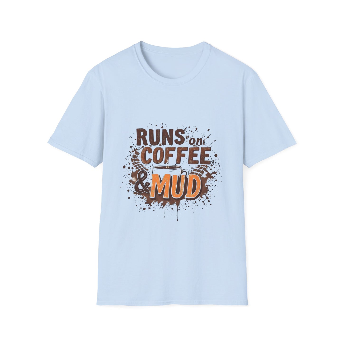 Coffee & Mud Unisex Softstyle T-Shirt, Gift for Coffee Lovers, Funny Tee, Casual Wear, Outdoor Shirt, Perfect for Runners