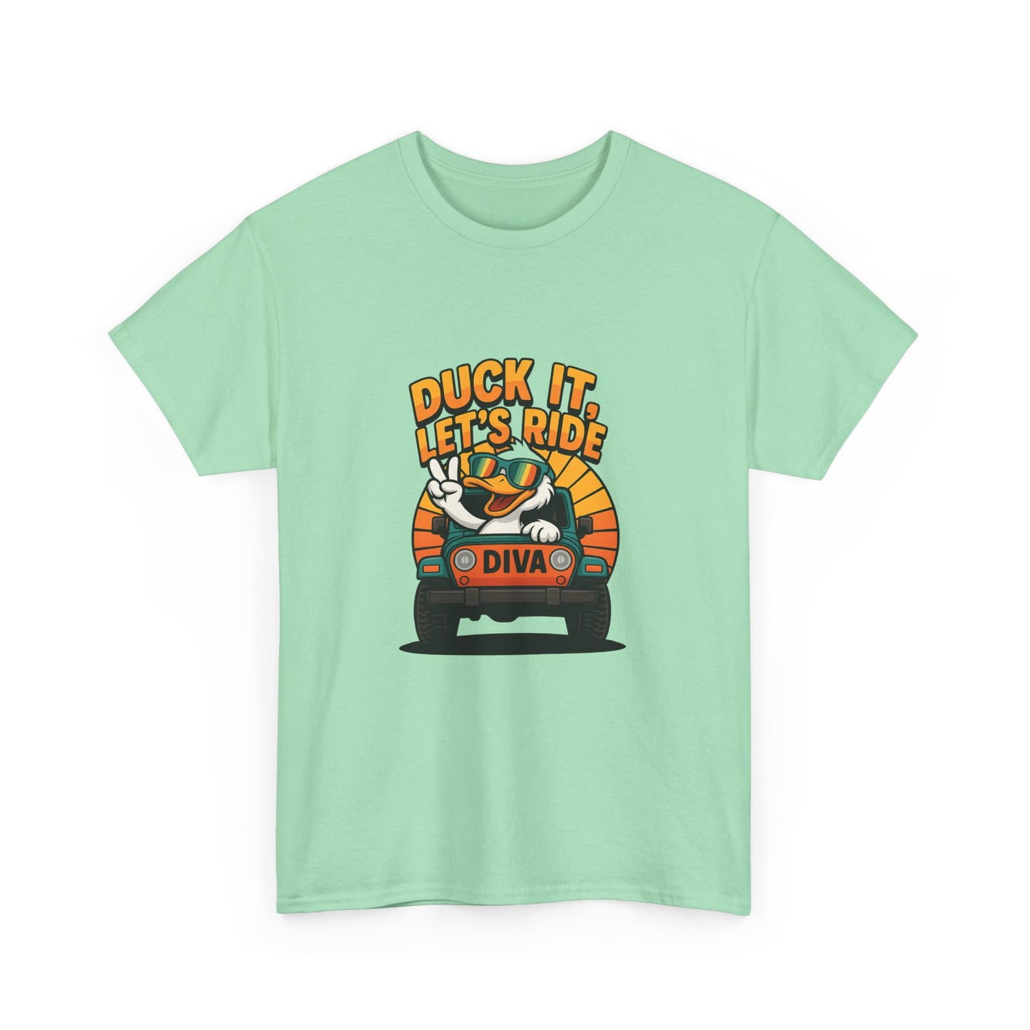 Duck It Let's Ride Unisex Heavy Cotton Tee, Funny Car T-Shirt, Gift for Pet Lovers, Casual Wear, Road Trip Apparel, Unique Gift