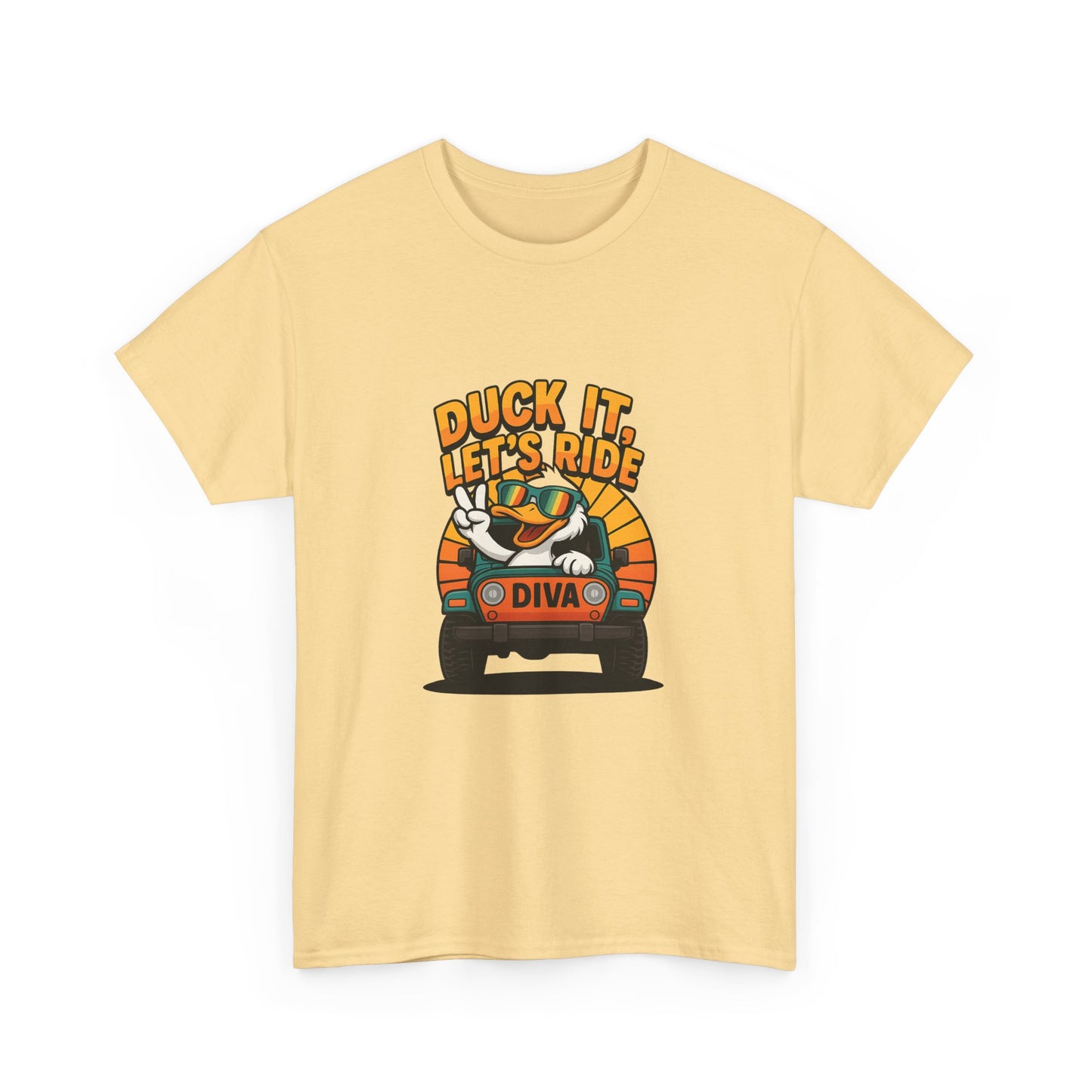 Duck It Let's Ride Unisex Heavy Cotton Tee, Funny Car T-Shirt, Gift for Pet Lovers, Casual Wear, Road Trip Apparel, Unique Gift