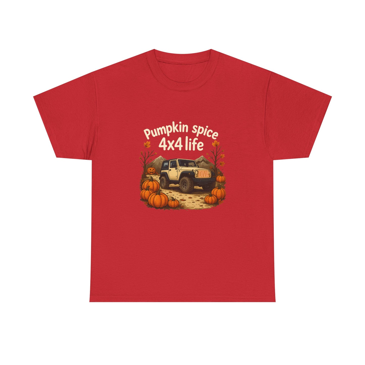 Pumpkin Spice 4x4 Life Unisex Heavy Cotton Tee - Cozy Autumn Shirt, Perfect Gift for Fall, Off-Road Enthusiasts, Thanksgiving, Pumpkin Patch
