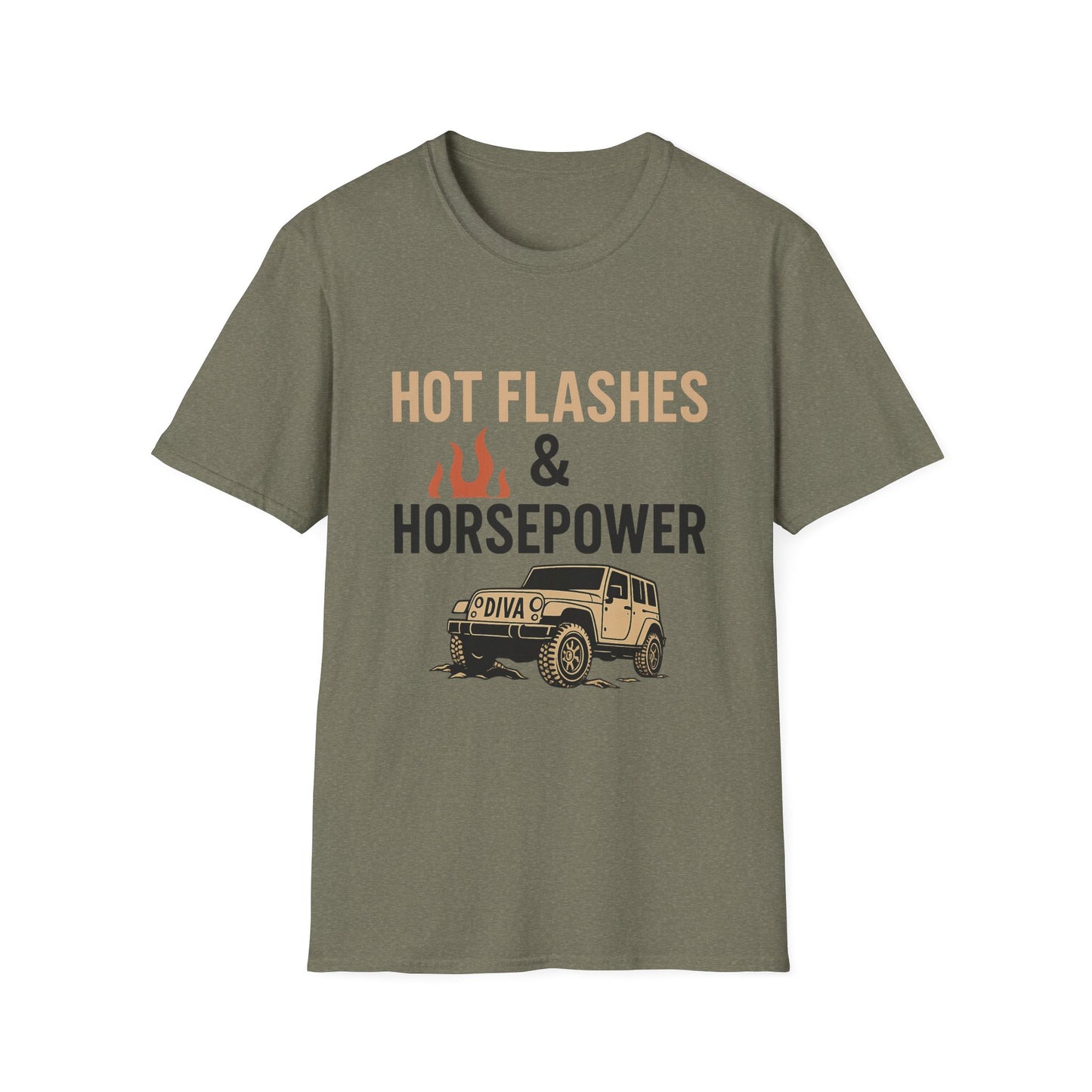 Hot Flashes and Horsepower T-Shirt – Funny Gift for Car Enthusiasts & Midlife Warriors