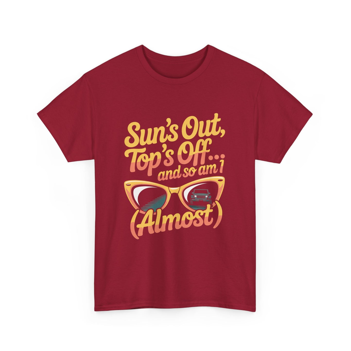 Suns Out Tops Off Almost Funny Summer Unisex Tee Relaxed Cotton Shirt for Beach Days & Vacay Vibes
