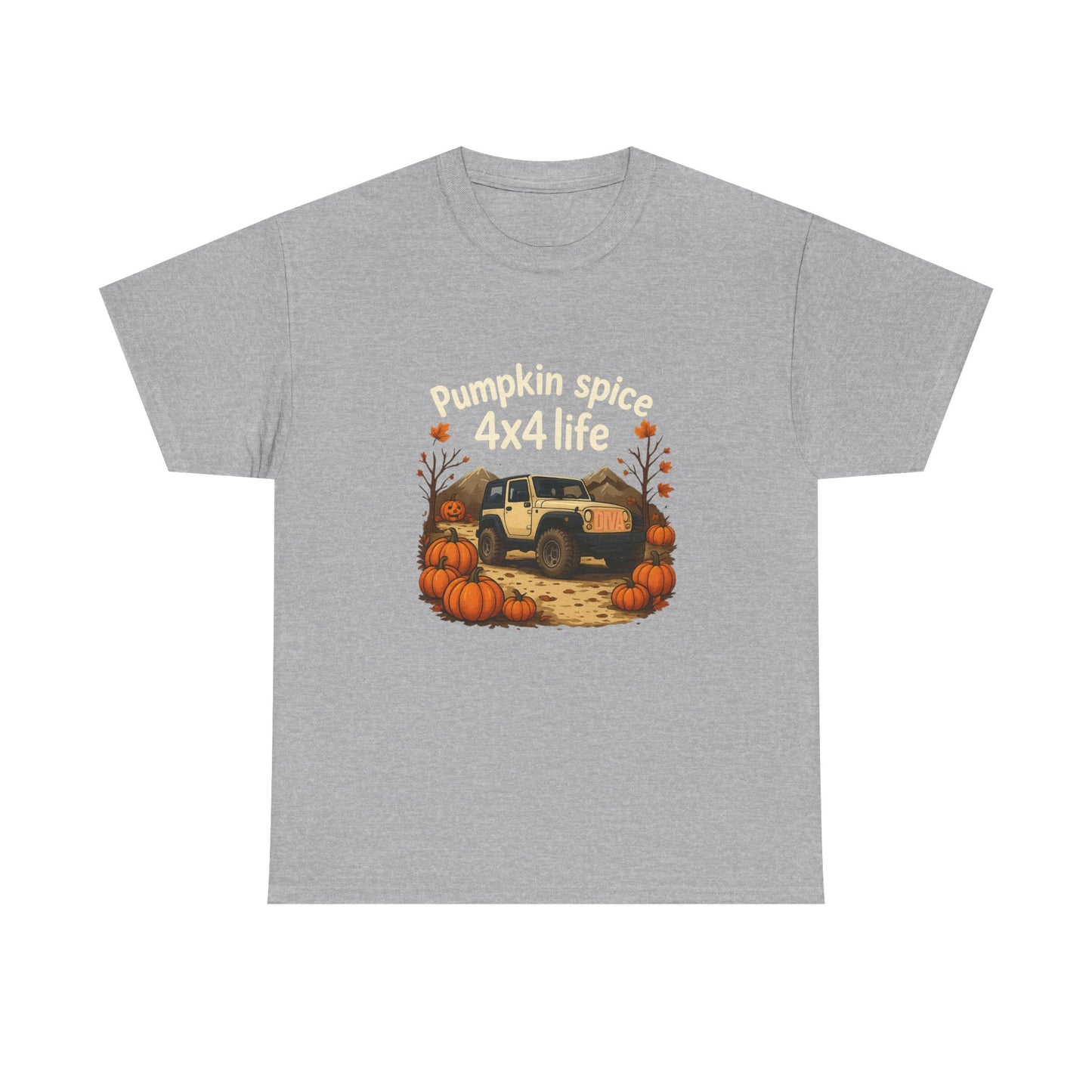 Pumpkin Spice 4x4 Life Unisex Heavy Cotton Tee - Cozy Autumn Shirt, Perfect Gift for Fall, Off-Road Enthusiasts, Thanksgiving, Pumpkin Patch