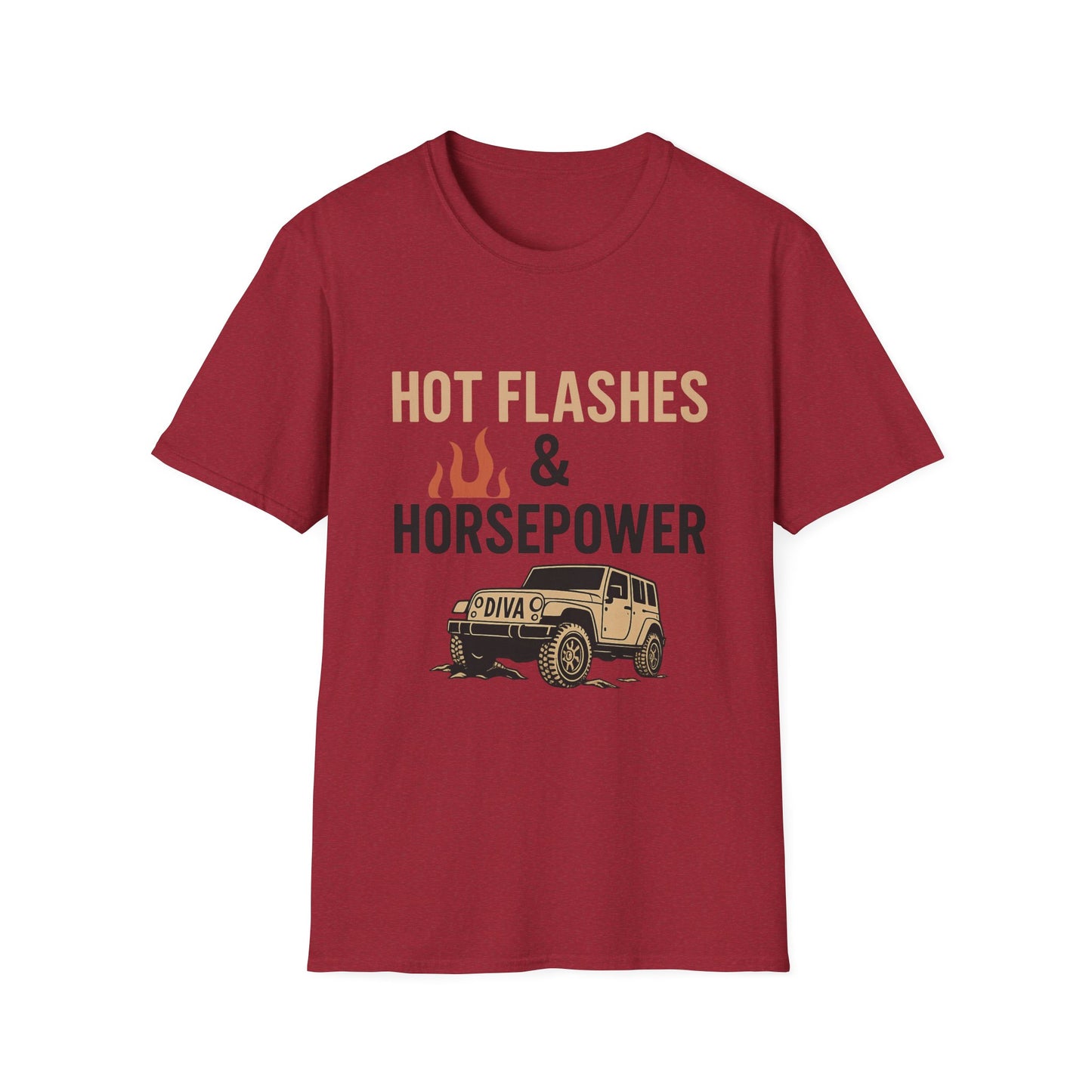 Hot Flashes and Horsepower T-Shirt – Funny Gift for Car Enthusiasts & Midlife Warriors
