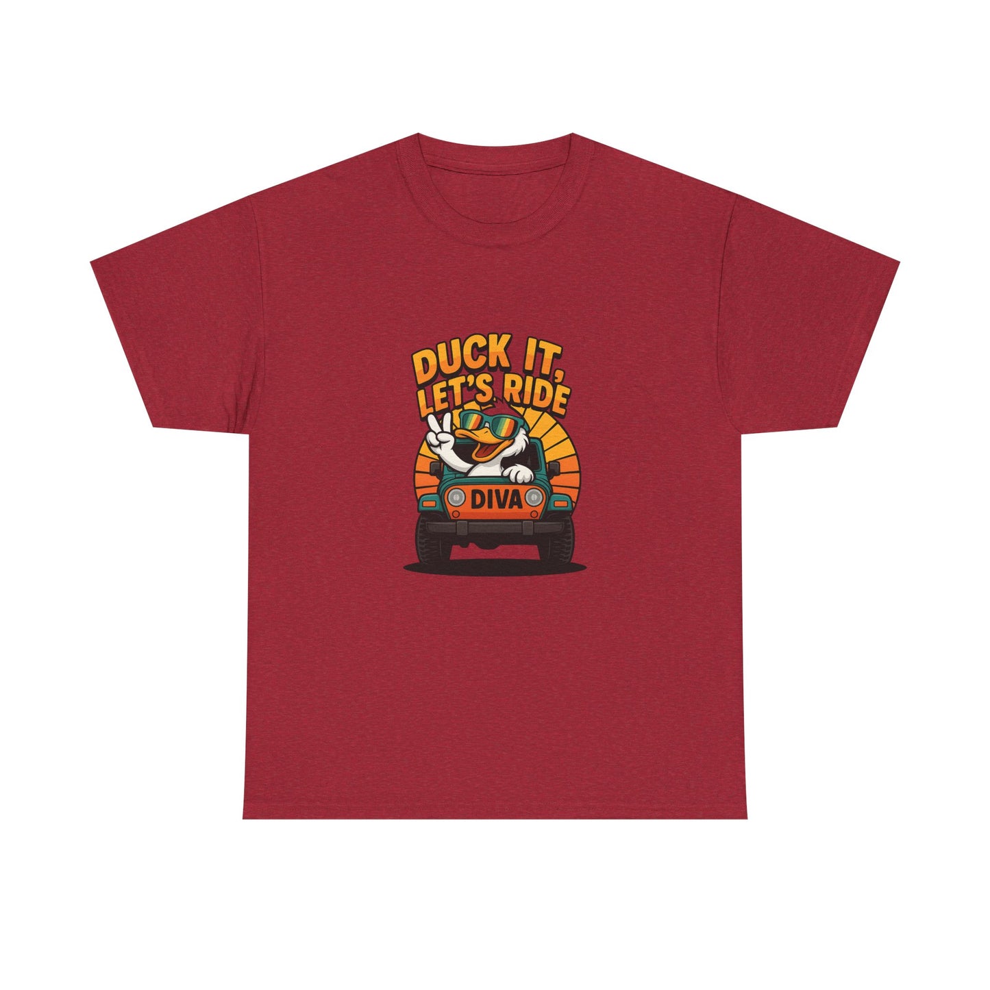 Duck It Let's Ride Unisex Heavy Cotton Tee, Funny Car T-Shirt, Gift for Pet Lovers, Casual Wear, Road Trip Apparel, Unique Gift