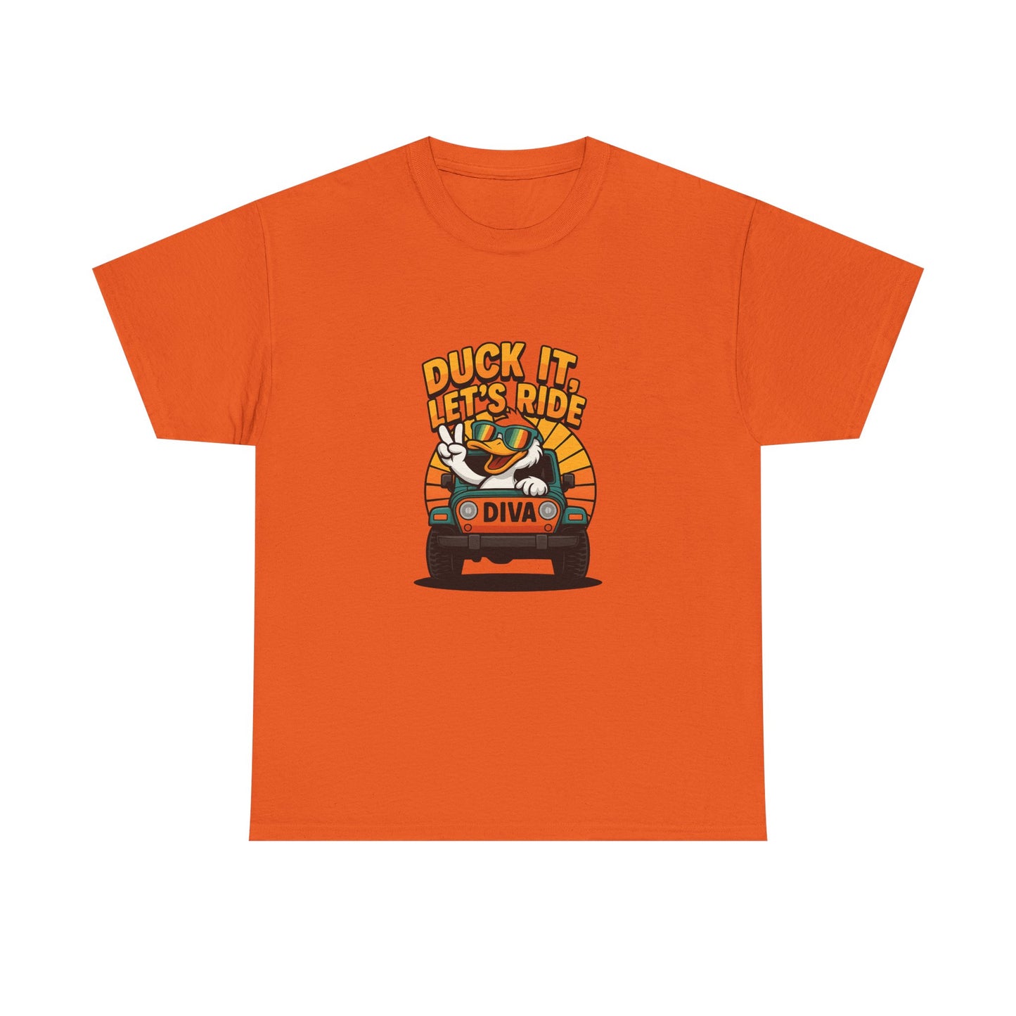 Duck It Let's Ride Unisex Heavy Cotton Tee, Funny Car T-Shirt, Gift for Pet Lovers, Casual Wear, Road Trip Apparel, Unique Gift