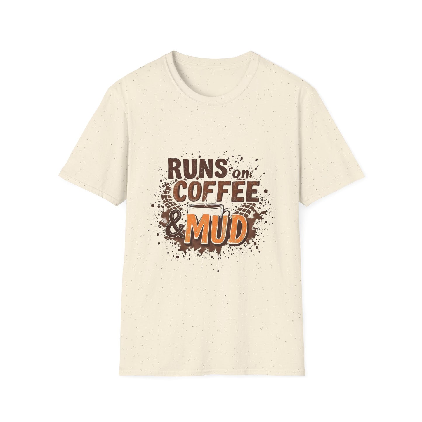 Coffee & Mud Unisex Softstyle T-Shirt, Gift for Coffee Lovers, Funny Tee, Casual Wear, Outdoor Shirt, Perfect for Runners