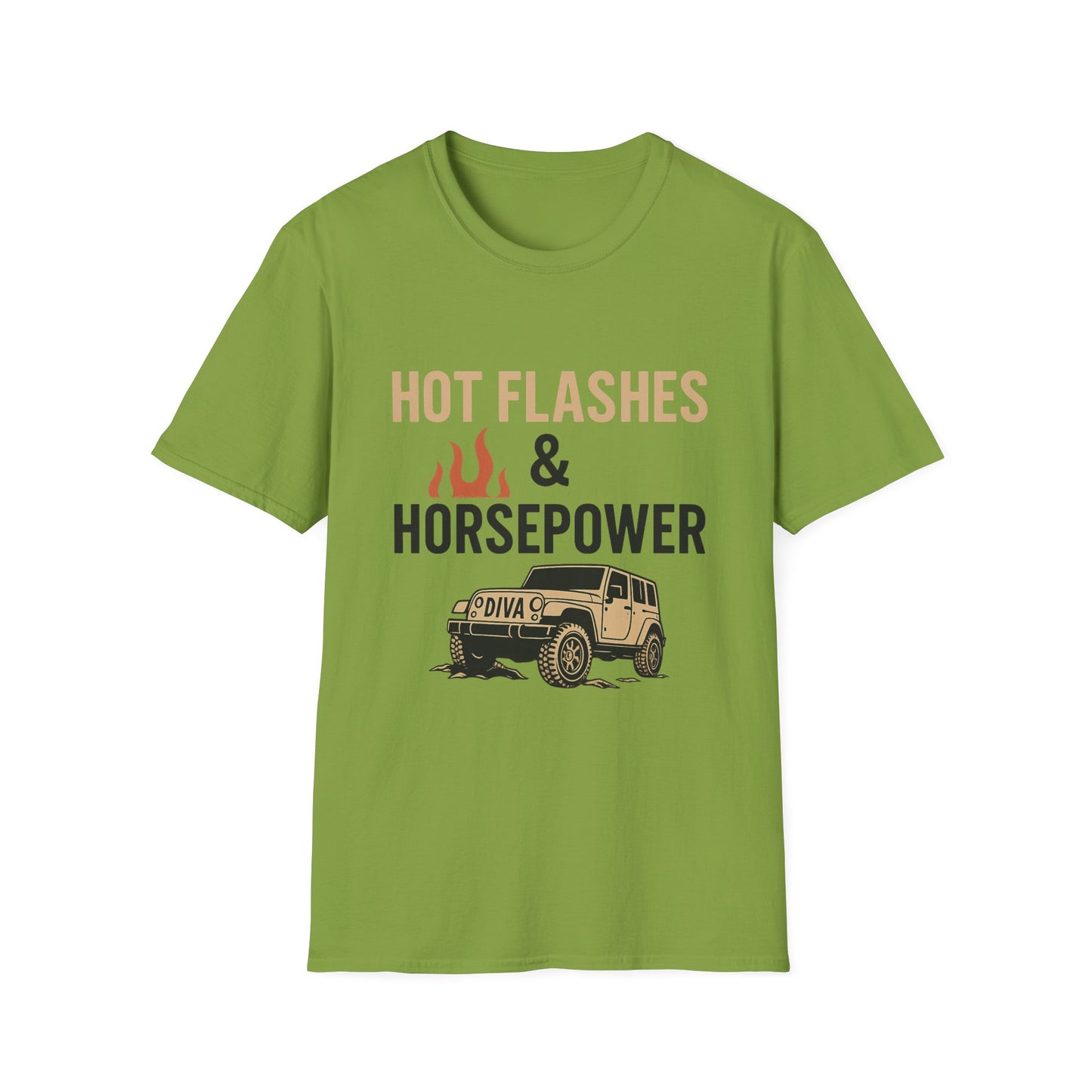 Hot Flashes and Horsepower T-Shirt – Funny Gift for Car Enthusiasts & Midlife Warriors