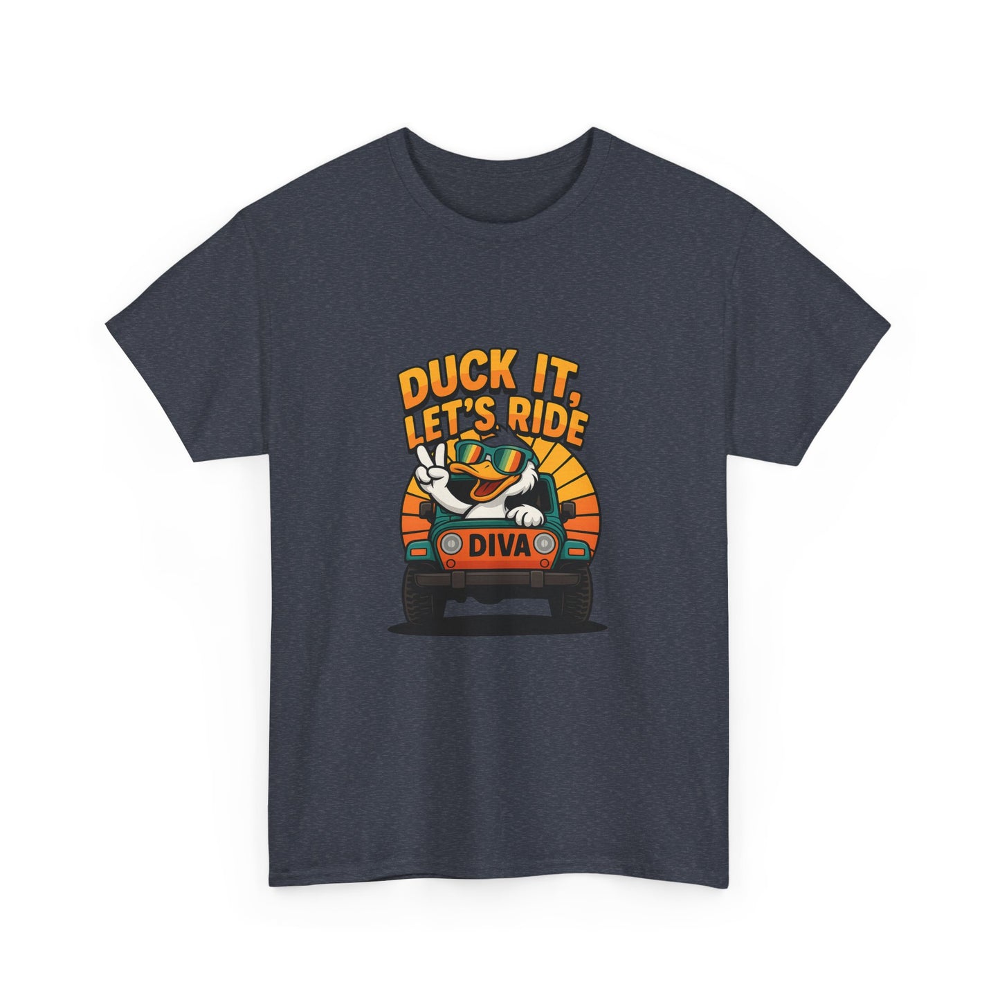 Duck It Let's Ride Unisex Heavy Cotton Tee, Funny Car T-Shirt, Gift for Pet Lovers, Casual Wear, Road Trip Apparel, Unique Gift