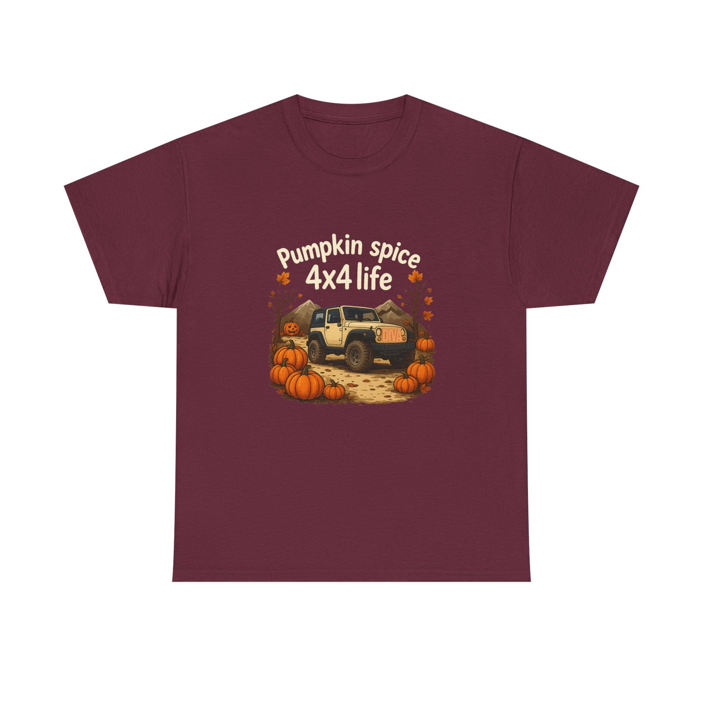 Pumpkin Spice 4x4 Life Unisex Heavy Cotton Tee - Cozy Autumn Shirt, Perfect Gift for Fall, Off-Road Enthusiasts, Thanksgiving, Pumpkin Patch