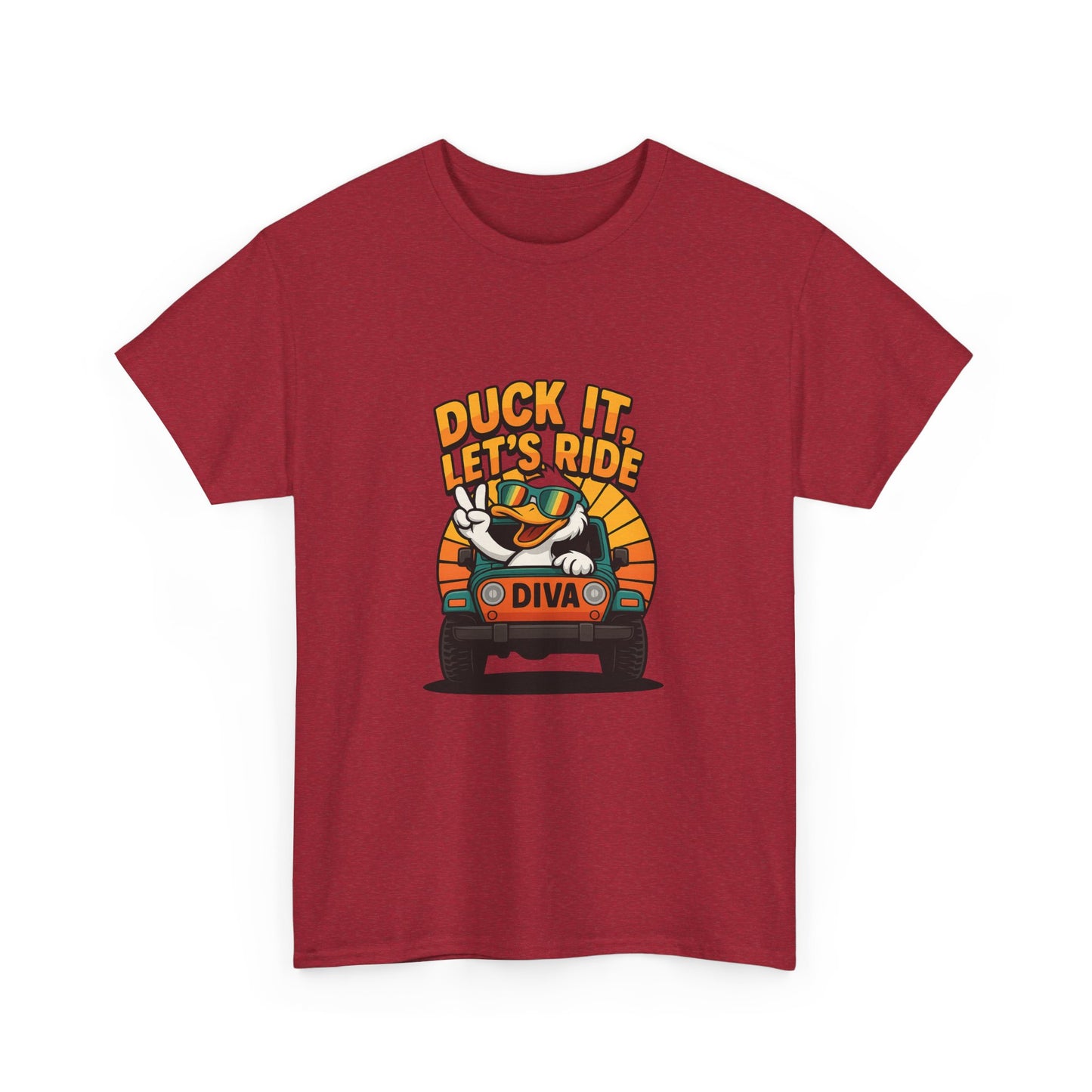 Duck It Let's Ride Unisex Heavy Cotton Tee, Funny Car T-Shirt, Gift for Pet Lovers, Casual Wear, Road Trip Apparel, Unique Gift