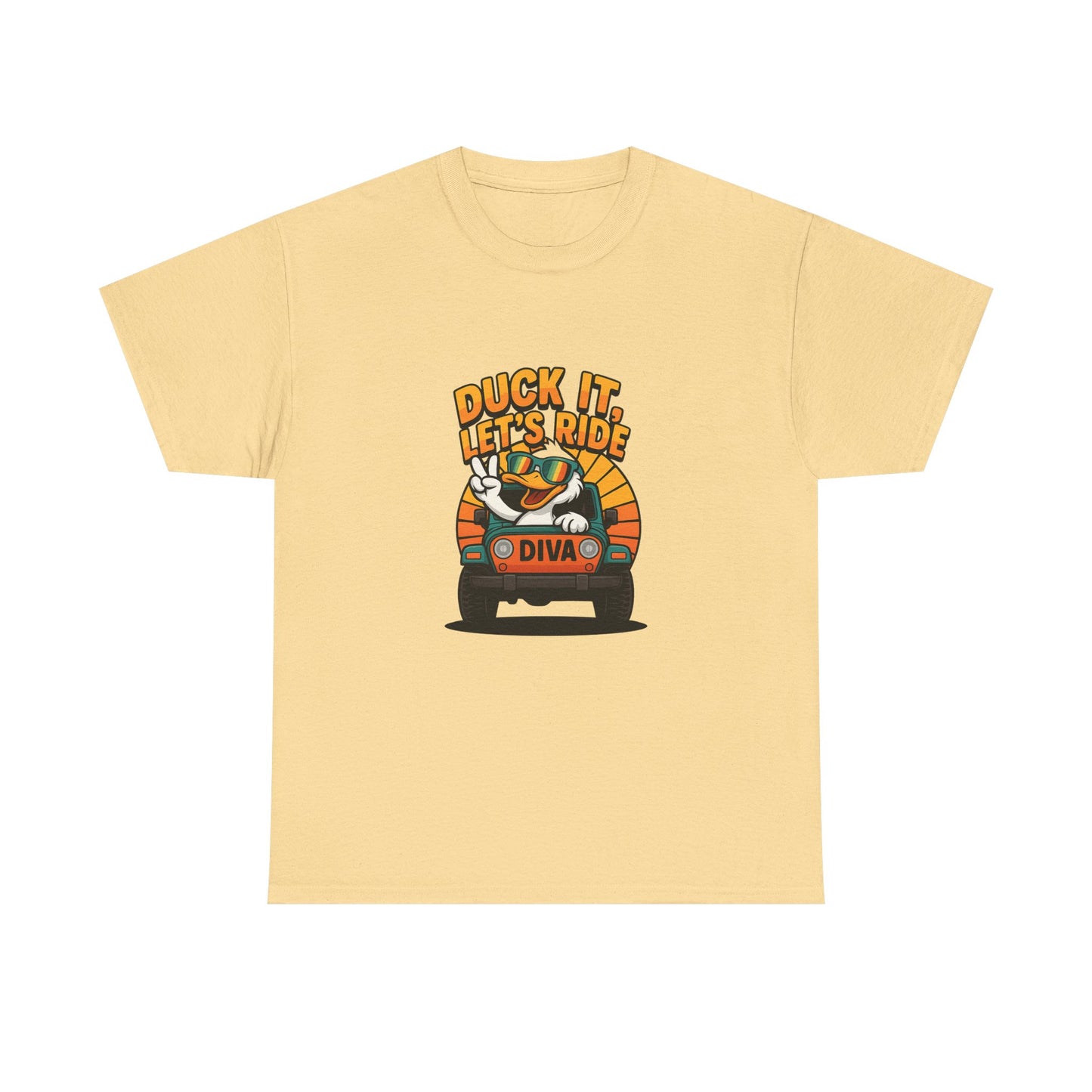 Duck It Let's Ride Unisex Heavy Cotton Tee, Funny Car T-Shirt, Gift for Pet Lovers, Casual Wear, Road Trip Apparel, Unique Gift