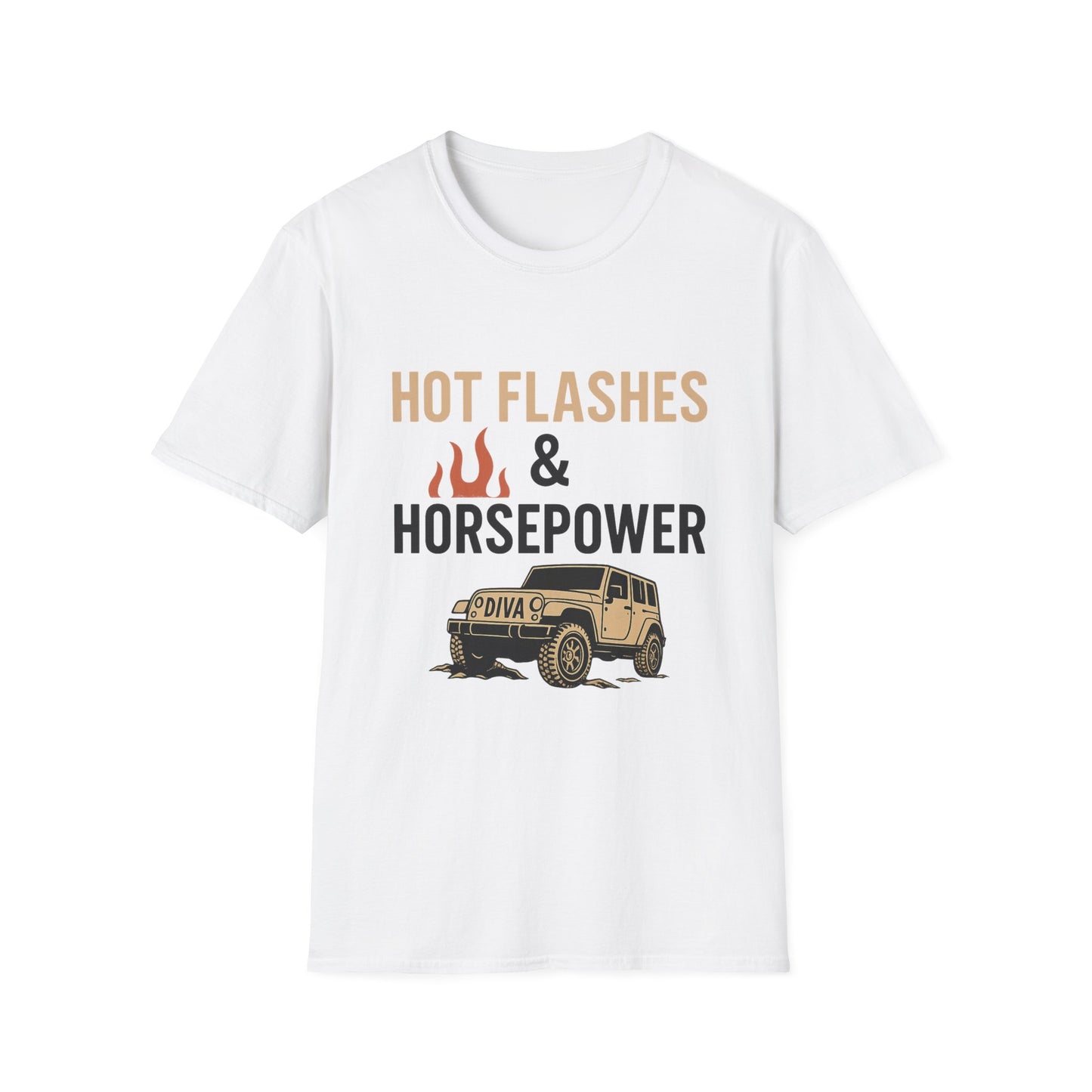 Hot Flashes and Horsepower T-Shirt – Funny Gift for Car Enthusiasts & Midlife Warriors