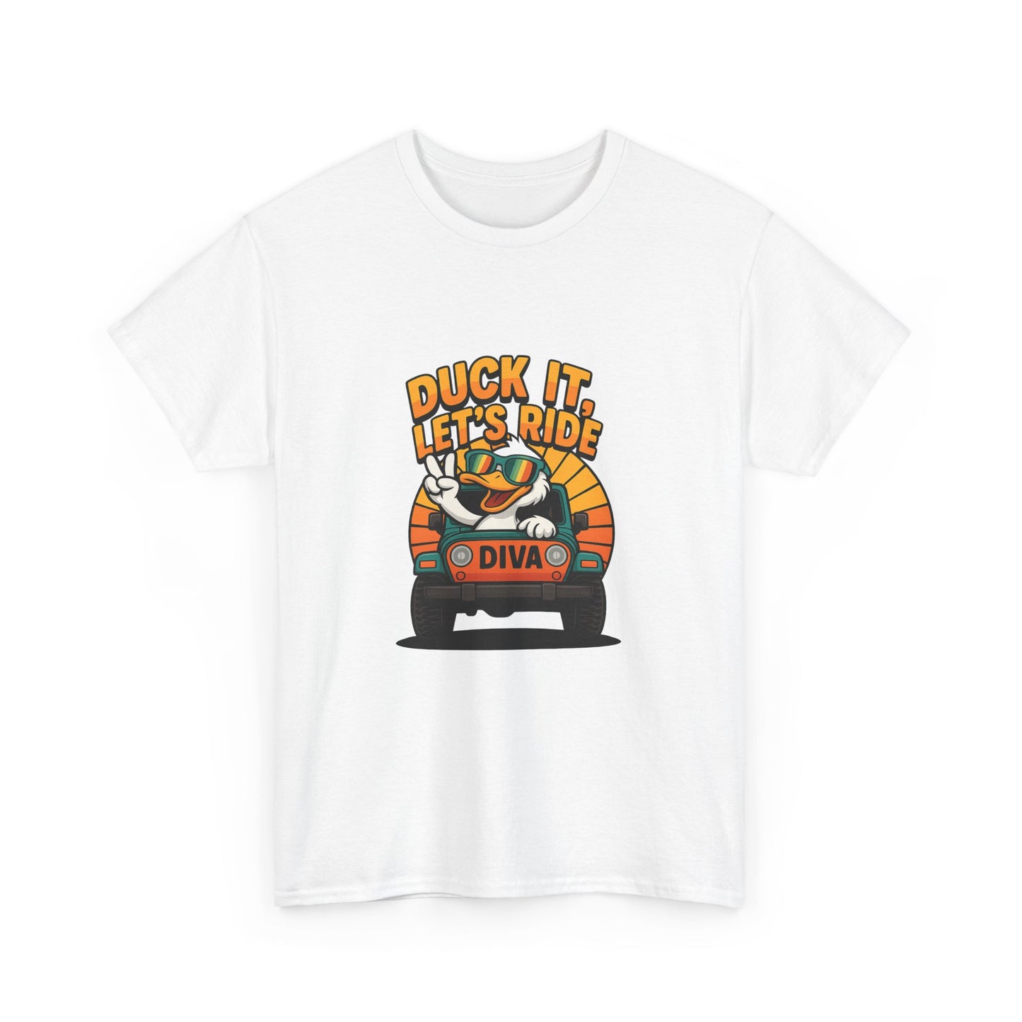 Duck It Let's Ride Unisex Heavy Cotton Tee, Funny Car T-Shirt, Gift for Pet Lovers, Casual Wear, Road Trip Apparel, Unique Gift