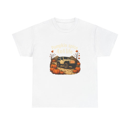 Pumpkin Spice 4x4 Life Unisex Heavy Cotton Tee - Cozy Autumn Shirt, Perfect Gift for Fall, Off-Road Enthusiasts, Thanksgiving, Pumpkin Patch