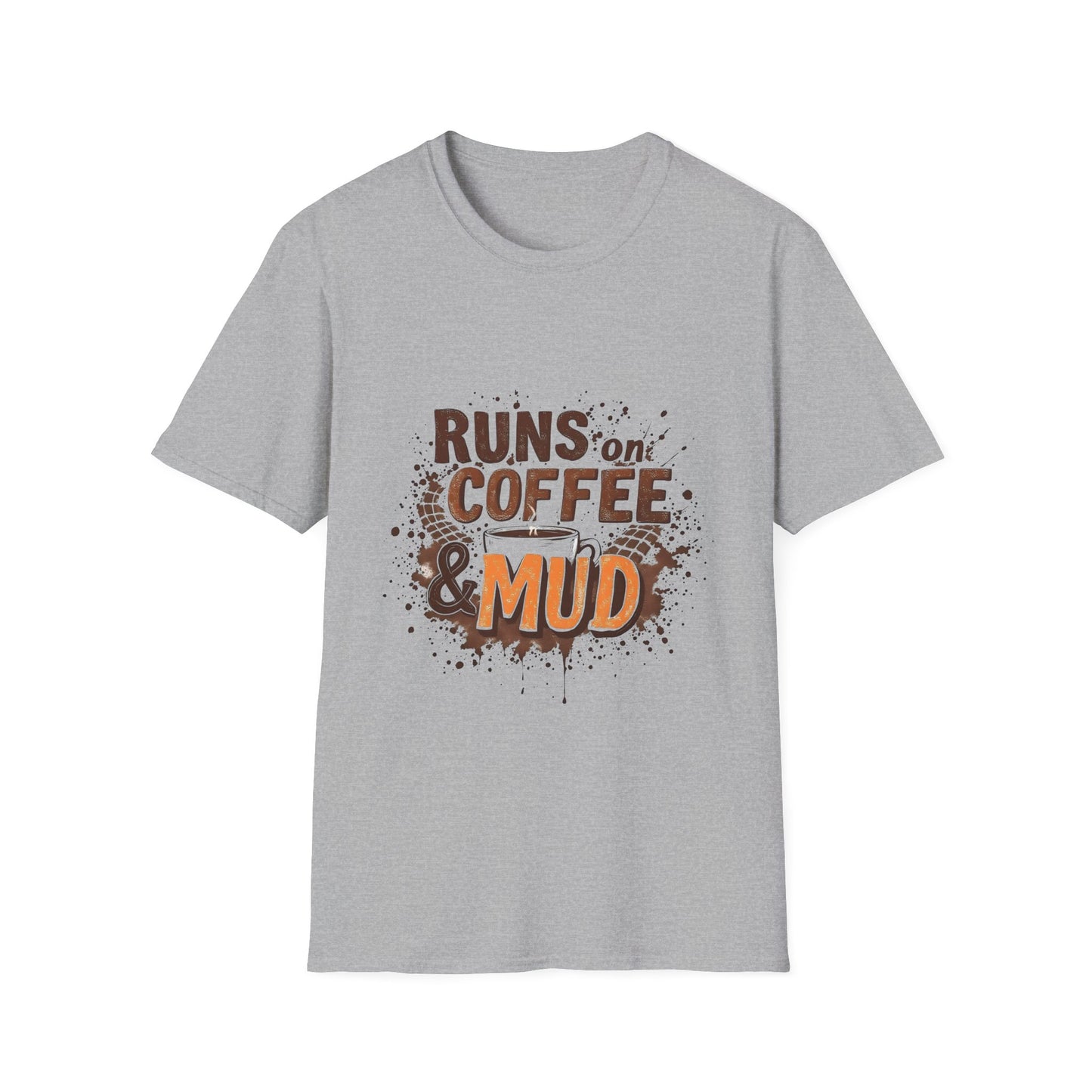 Coffee & Mud Unisex Softstyle T-Shirt, Gift for Coffee Lovers, Funny Tee, Casual Wear, Outdoor Shirt, Perfect for Runners