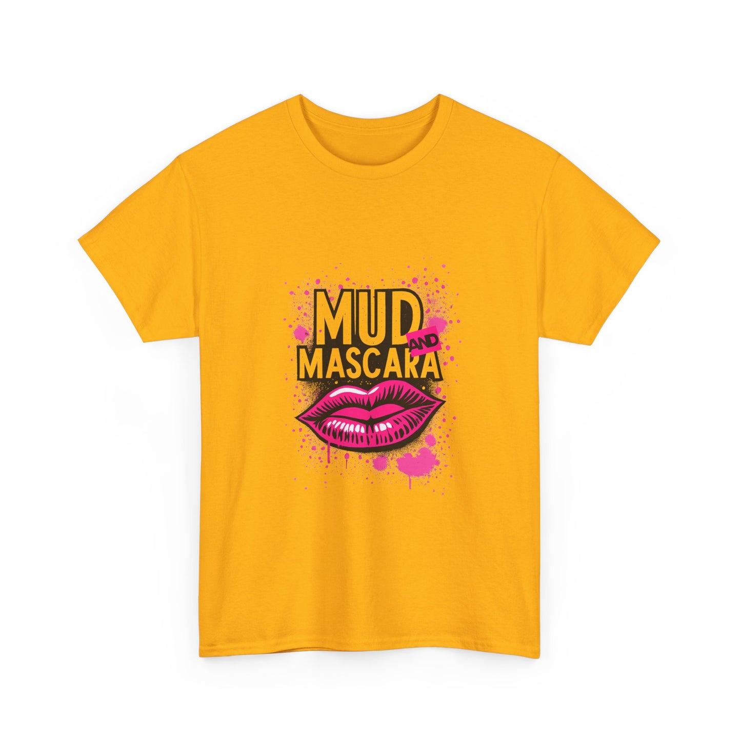 Mud Mascara Graphic Tee - Trendy Unisex Heavy Cotton T-Shirt, Perfect for Parties, Gifts, and Festivals