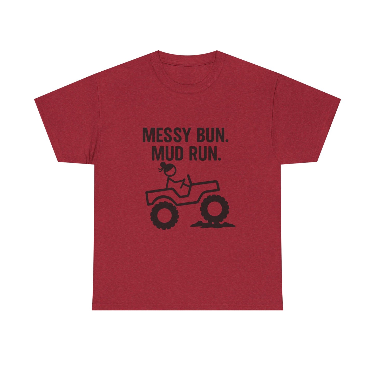 Messy Bun Mud Run Tee | Unisex Heavy Cotton Shirt for Adventure Lovers, Fun Outdoor Activity, Sports Event Shirt, Gift for Her
