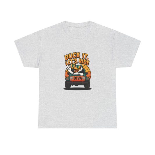 Duck It Let's Ride Unisex Heavy Cotton Tee, Funny Car T-Shirt, Gift for Pet Lovers, Casual Wear, Road Trip Apparel, Unique Gift
